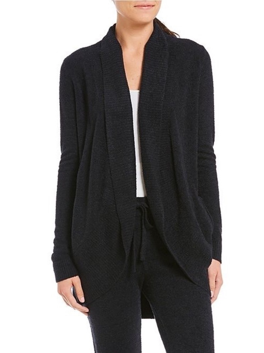 Barefoot Dreams Bamboo Chic Lite  Cozy Open-Front Robe Cardigan - Black/Green